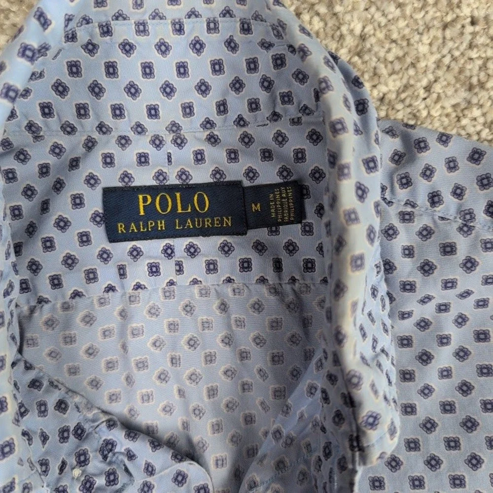 Polo Ralph Lauren Mens Button Down Shirt Blue Patterned Casual Medium‎
